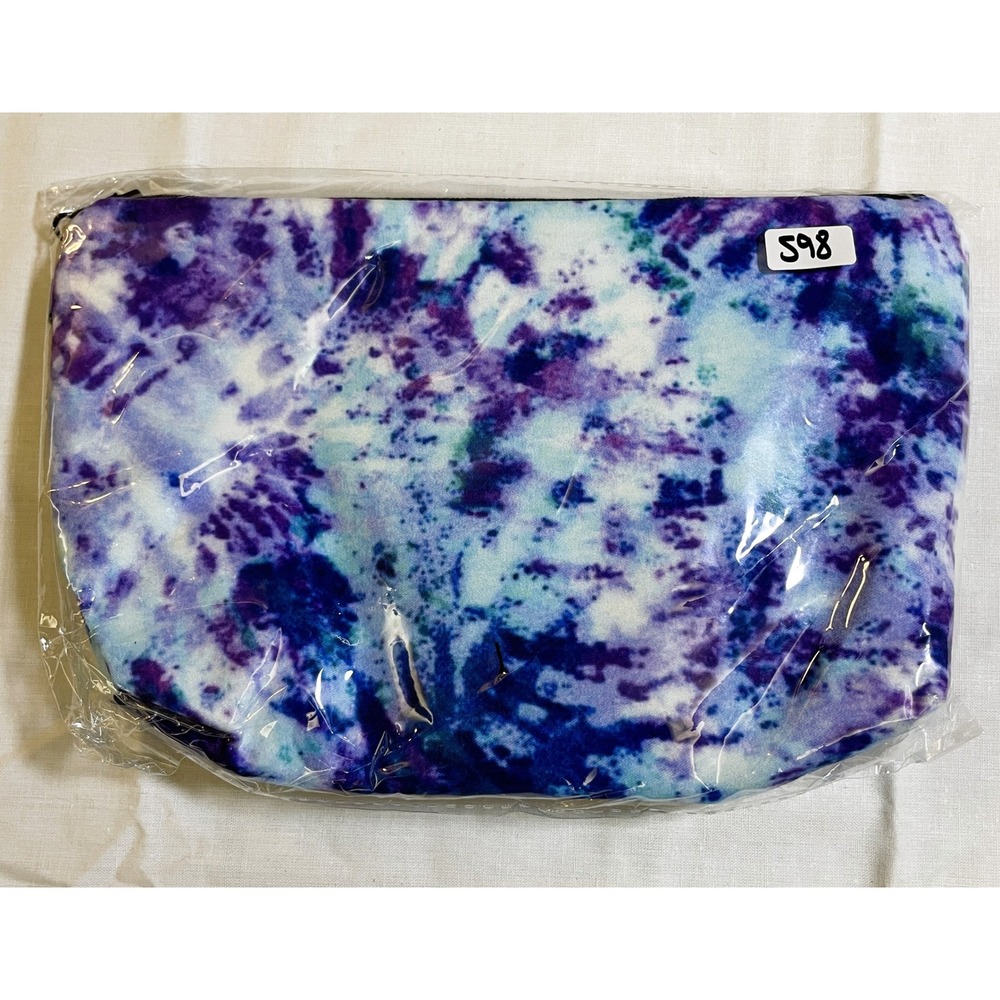 Unbranded Makeup Pouch Unisex Small Purple Blue Tie Dye New Zippered Travel Bag